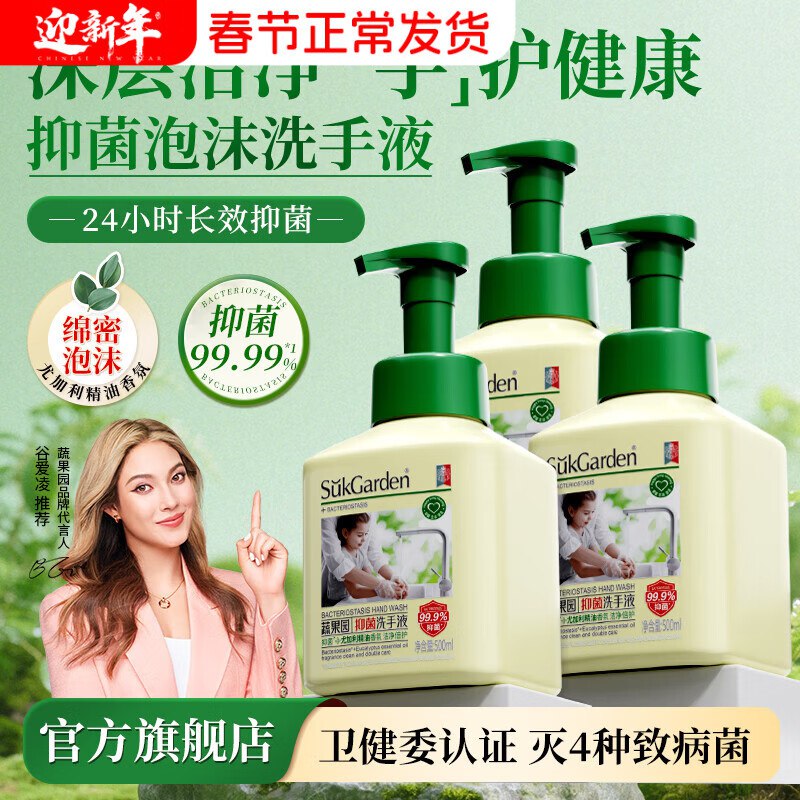 蔬果园 抑菌洗手液500ml*3瓶
