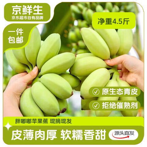 自营京鲜生 广东苹果蕉净重4.5斤装