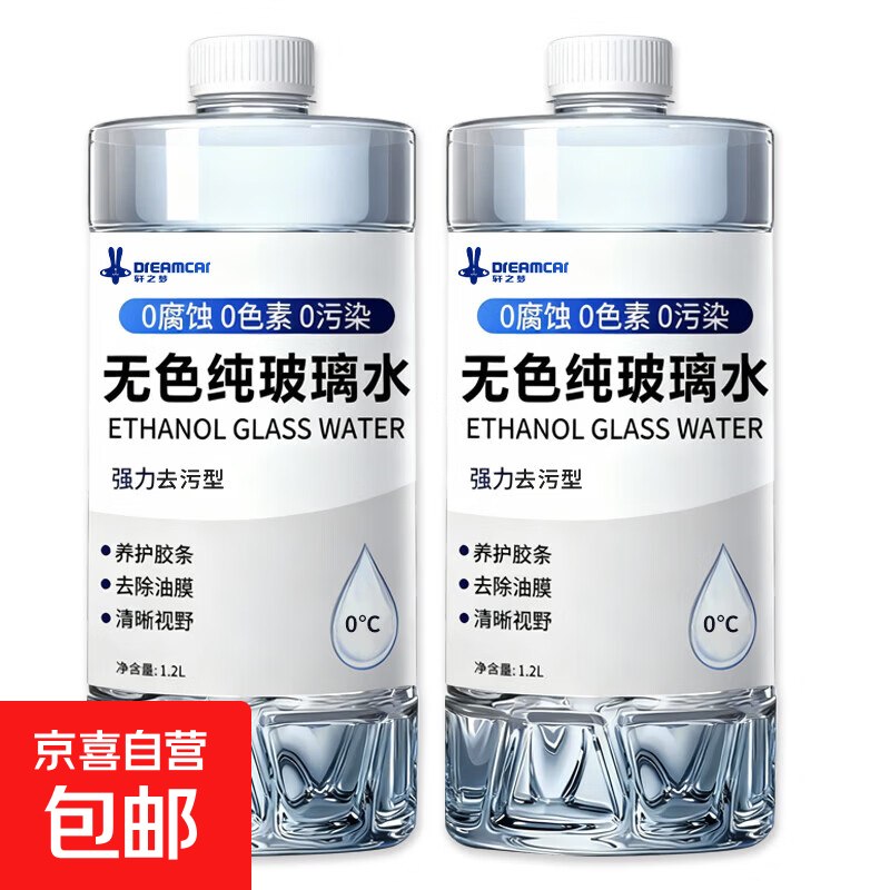 1.9元！无色纯玻璃水 1.2L*2瓶领 
